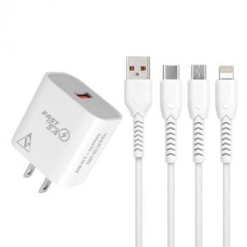 Vish อะแดปเตอร์ พร้อมสายชาร์จแบบ 3in1 รุ่น V-C660